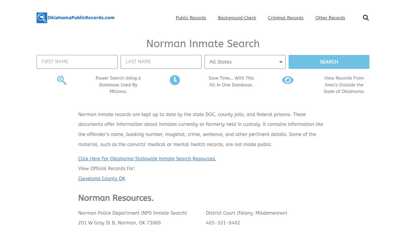 Norman Inmate Search - NPD Current & Past Jail Records